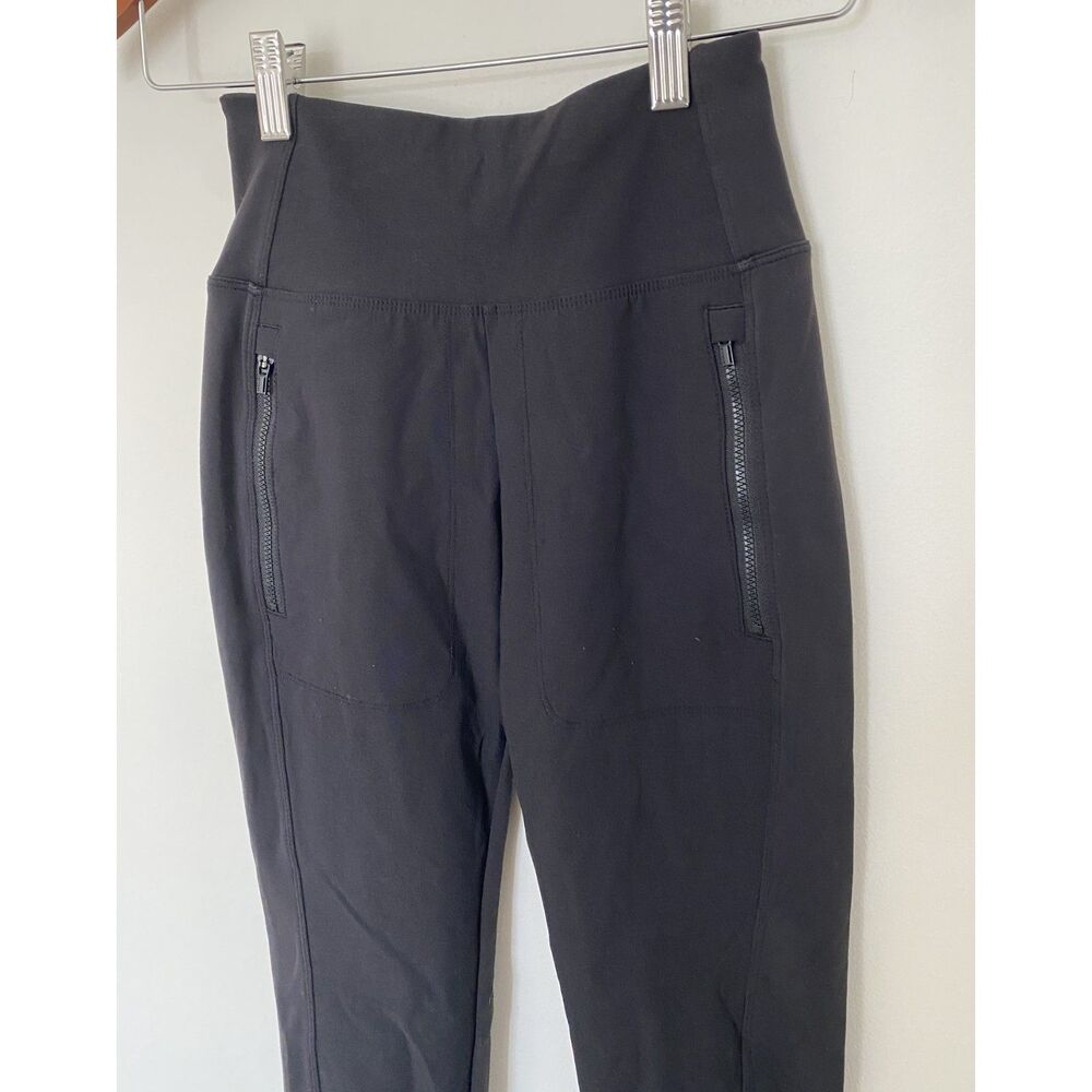 Athleta Black Headlands Hybrid Zippered Drawstring Tight Leggings Sz 0P - Picture 5 of 7